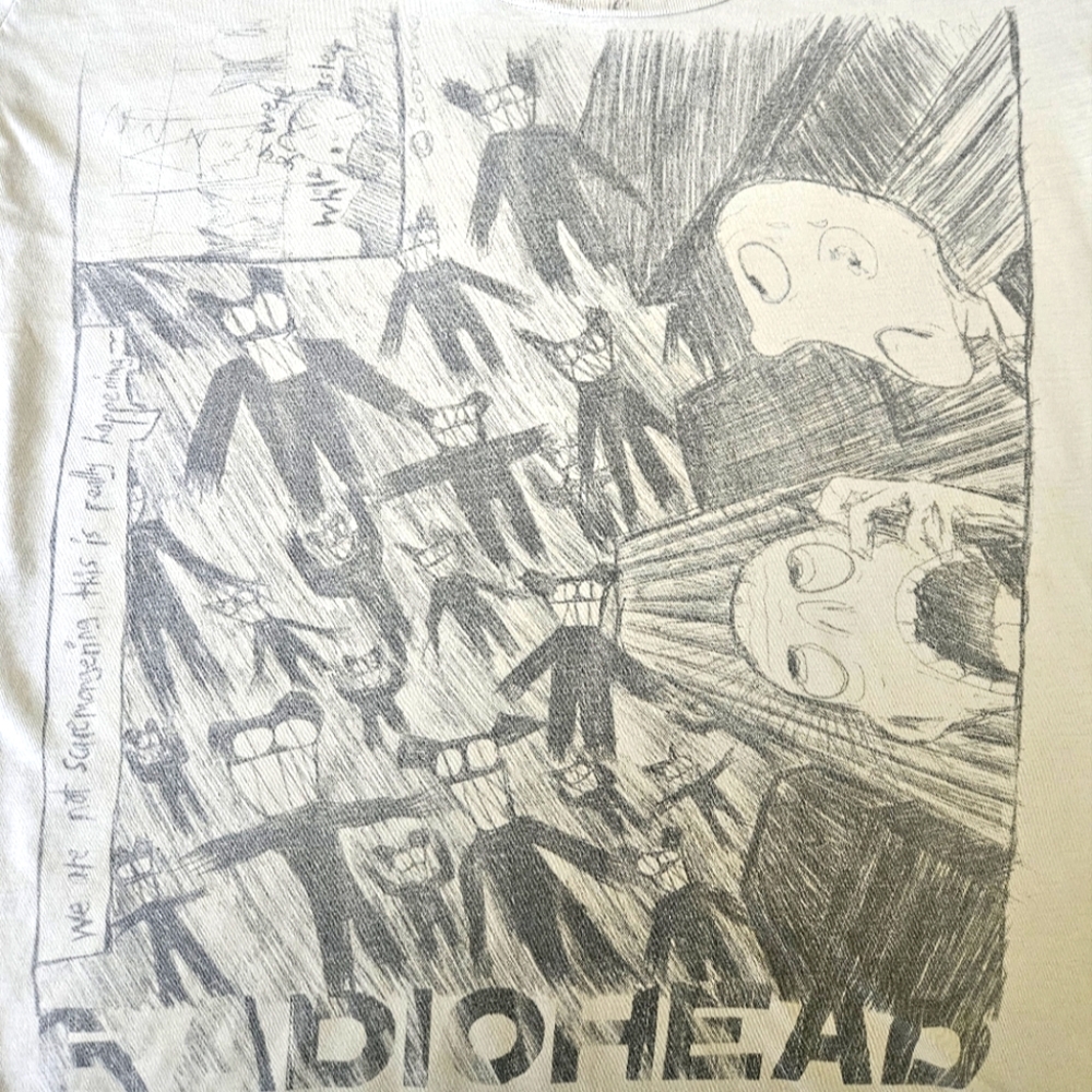 W.A.S.T.E. RARE RADIOHEAD Scaremongering Merch T-Shirt (Women's Large)